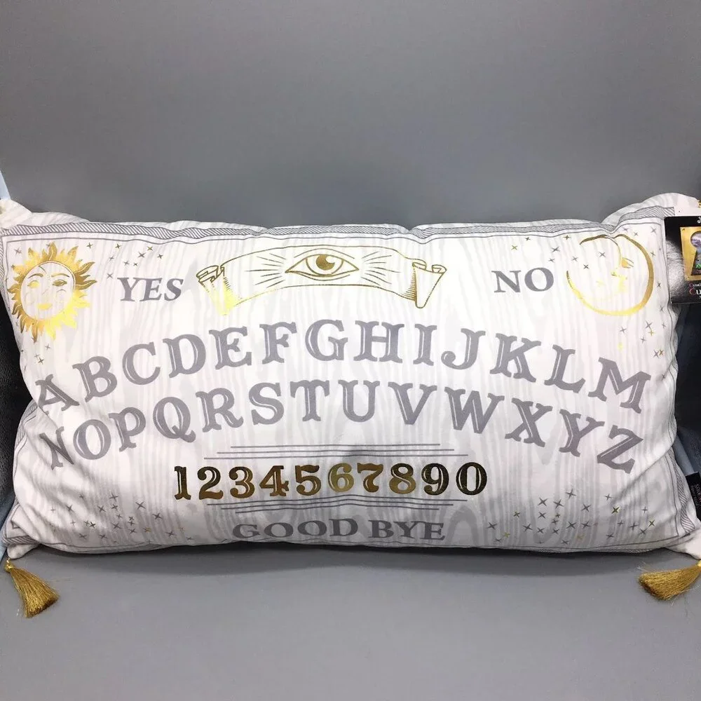 Cynthia Rowley Halloween White Ouija Board Feather Pillow Luxury Designer XL 30